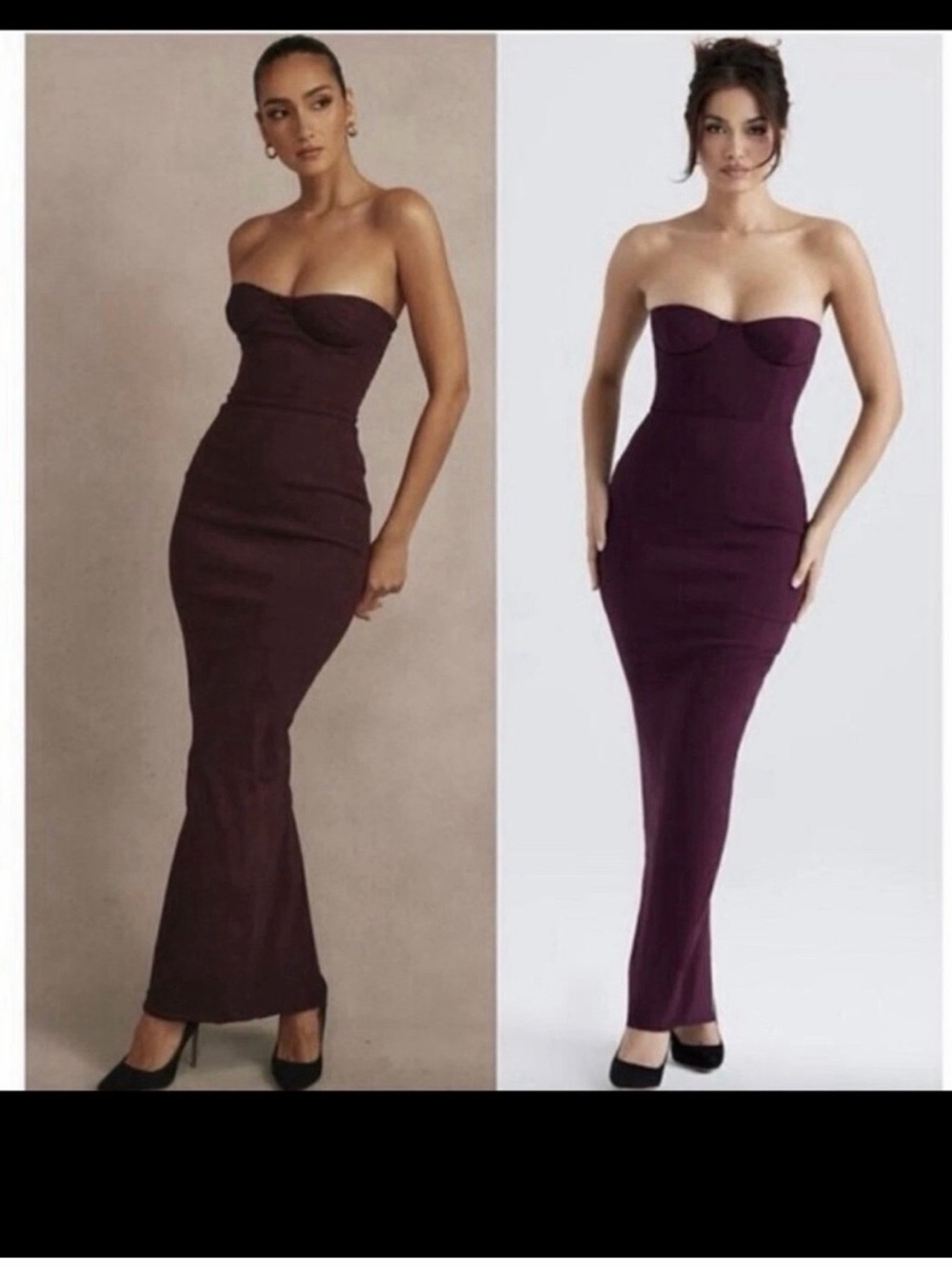 House of CB Deep Purple Satin Corset Slip Gown